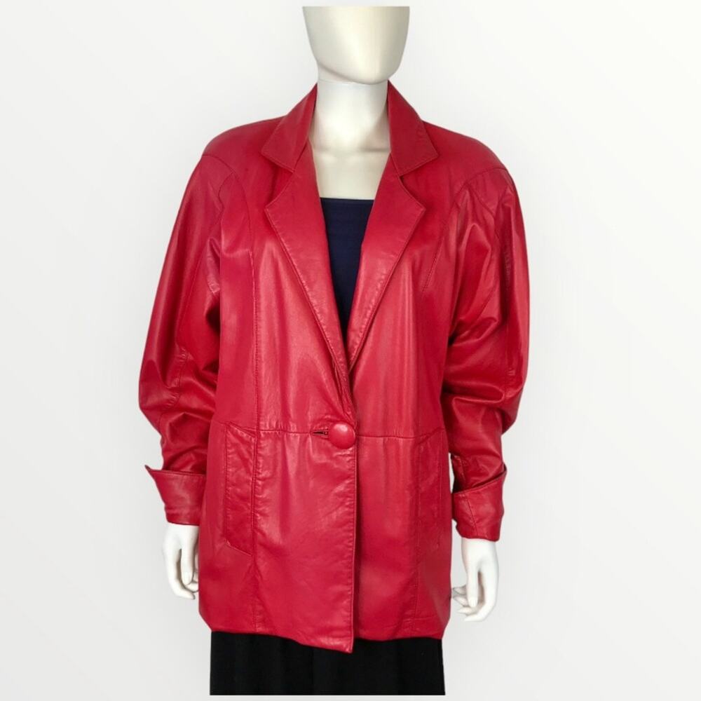 Christian Dior Vintage Soft Red Leather Jacket Le Connaisseur Size S